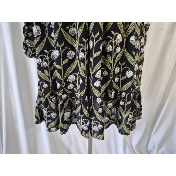 Sold! New W/Tag Anthropologie Black Floral Long Sleeve Ruffle Mini Dress Small - Picture 5 of 13